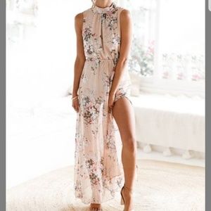 Open back floral maxi dress